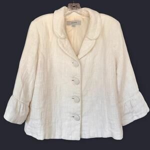 Vintage Cream Preppy Button Coat Size L, Cottagecore, Twee, Light Academia